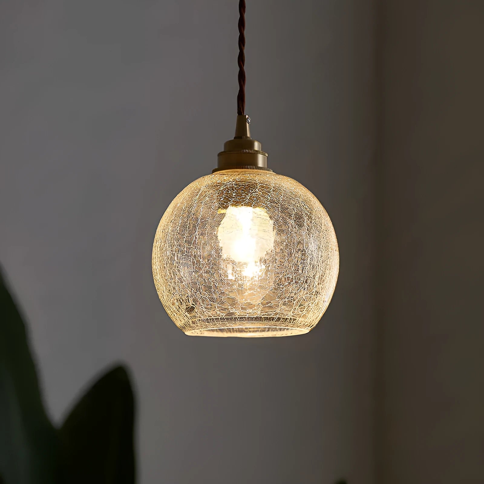 Brass and glass ball chandelier ceiling light with copper electroplated finish.