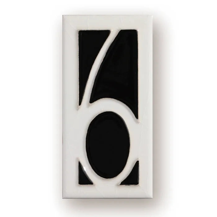 Handmade enamel art ceramic retro doorplate showing number 1 design, 76mm by 152mm