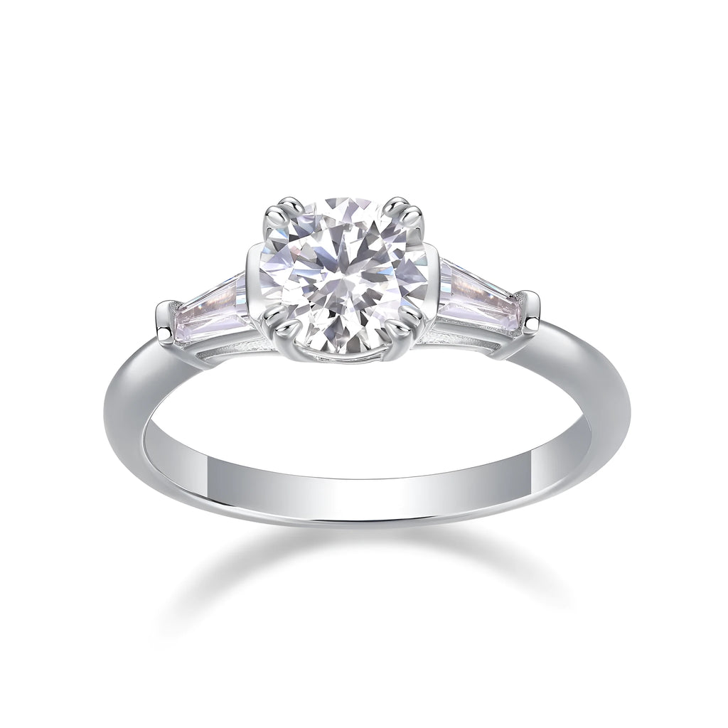 Moissanite wedding ring set 1 carat S925 silver platinum plated in yellow gold, rose gold, and platinum finishes