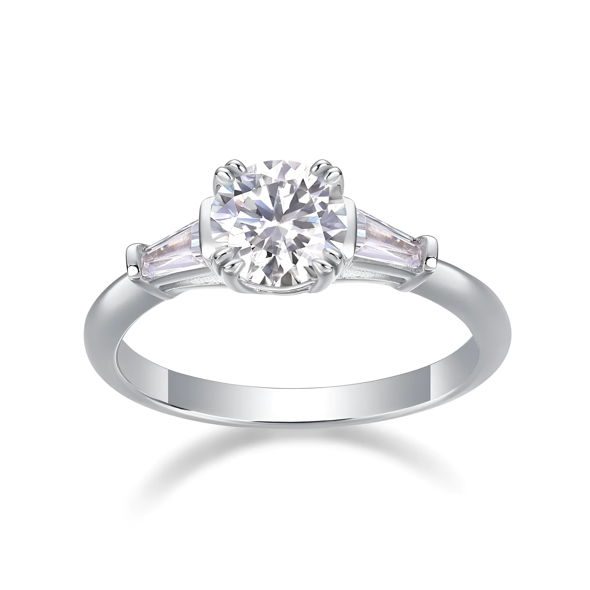 Moissanite wedding ring set 1 carat S925 silver platinum plated in yellow gold, rose gold, and platinum finishes
