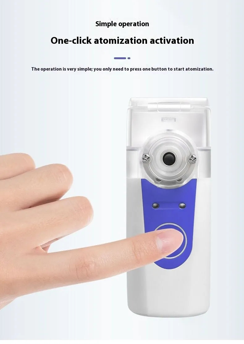 White columnar USB handheld nebuliser with single mist outlet for children's respiratory treatments