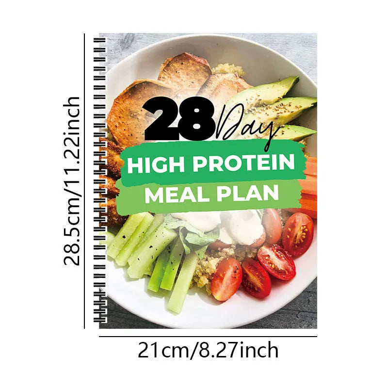 28-day high-protein diet plan book in paper, 21cm x 28.5cm, cover colour 28Day Dietary Plan