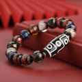 Ancient five-colour multi-treasure year snake lucky bracelet in coloured glaze with auspicious patterns