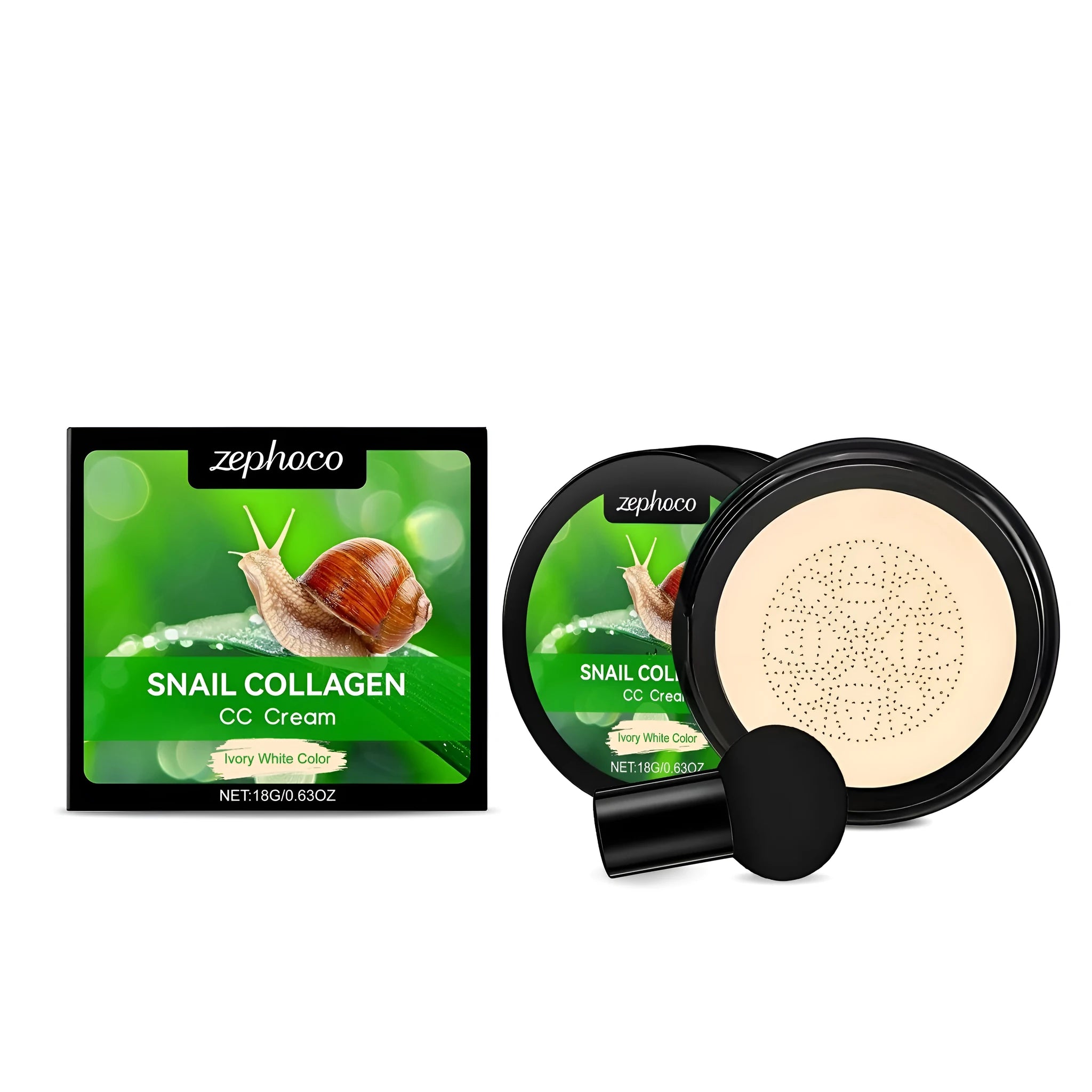ZEPHOCO CC cream tube and mushroom powder puff for moisturising concealer foundation makeup