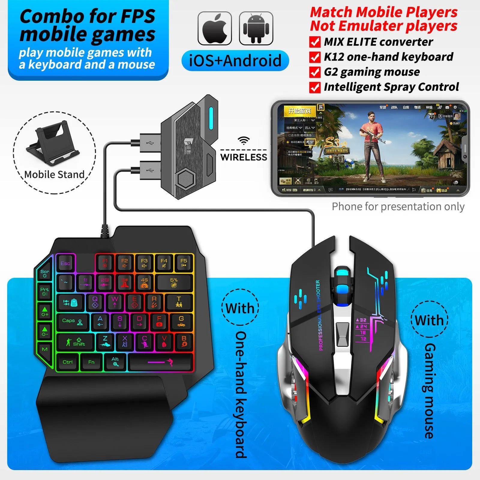 Gamwing Jiaying MIX series keyboard and mouse converter for mobile gaming with USB interface