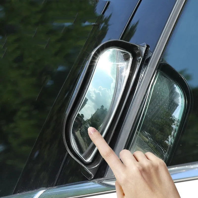 Black and white universal wide angle two-row car rearview mirror for blind spot visibility