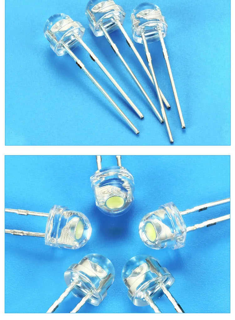 F5 straw hat white light LED lamp bead with 120 degree luminous angle and CRI 70-80
