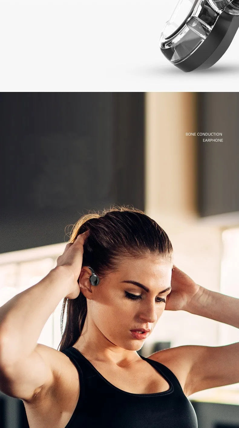 K69 air conduction ear hook Bluetooth headset in black, green or pink with 15 metre range and USB charging