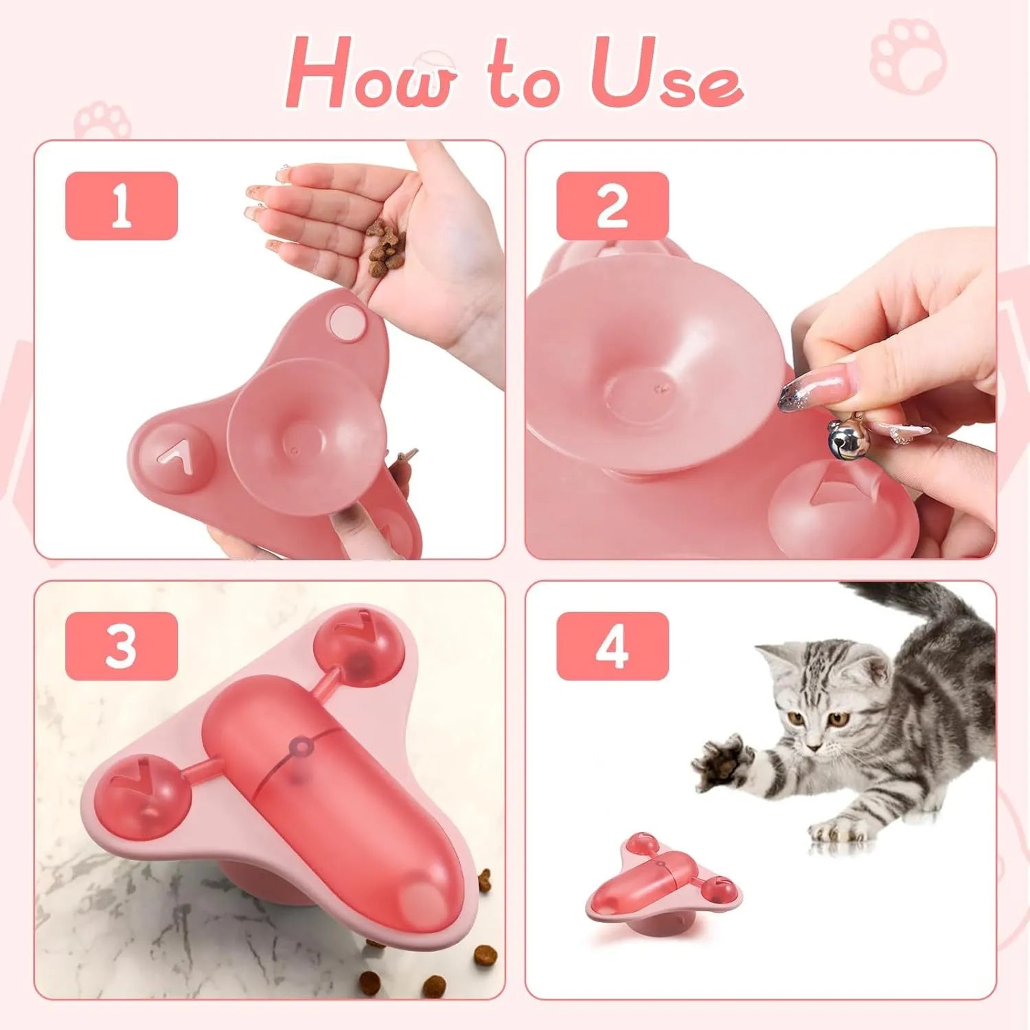 Blue interactive pet puzzle toy with bell, catnip holder and airplane snack compartment on suction cup base