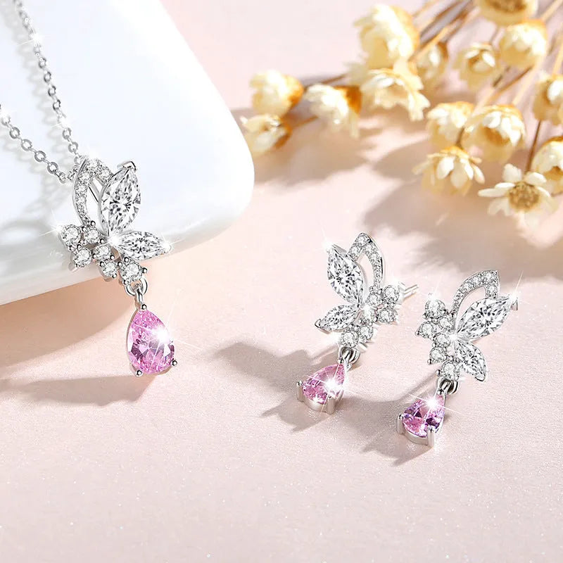 Butterfly design silver stud earrings for women with E0141 colour specification