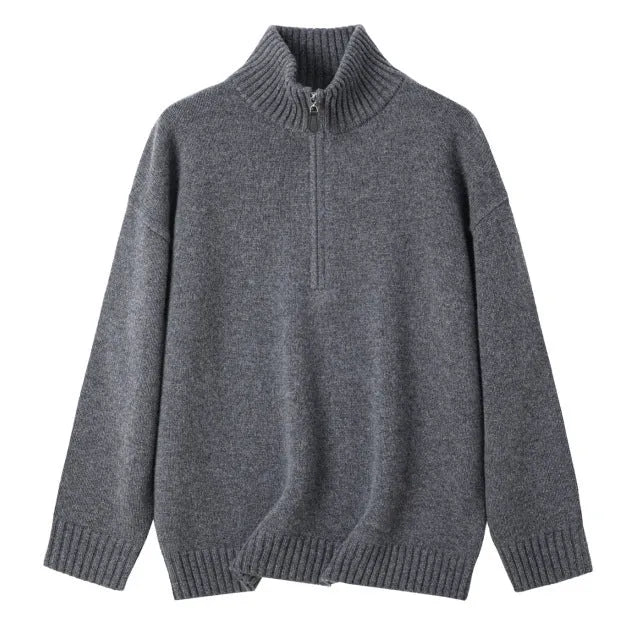 Women's loose lapel wool bandage dress top in black and grey for winter.
