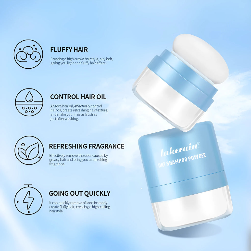5g hair dry cleaning booster powder kit with sponge applicator, headband, and mirror