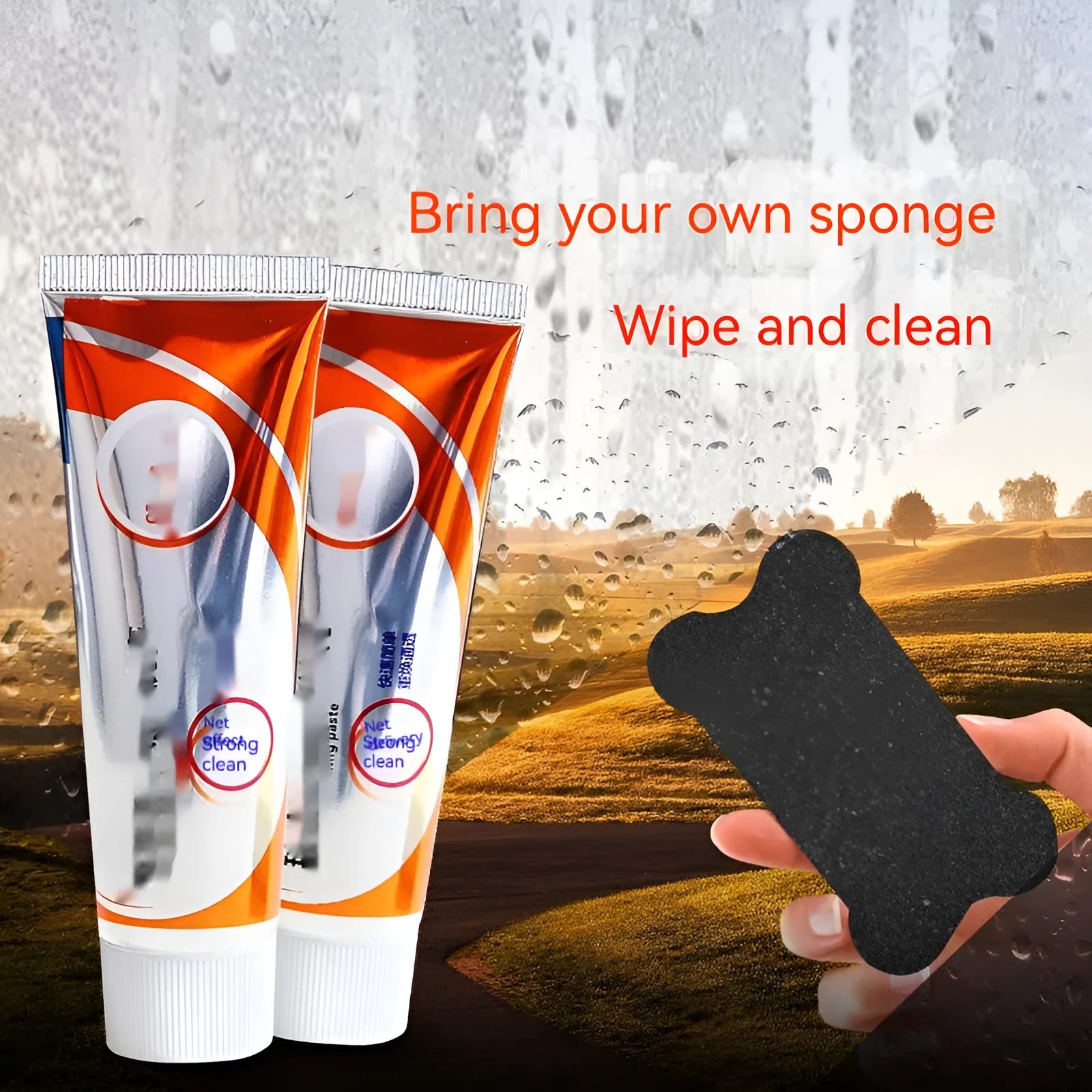65ml white paste bottle of car windshield scavenging agent for descaling glass and removing oil stains.