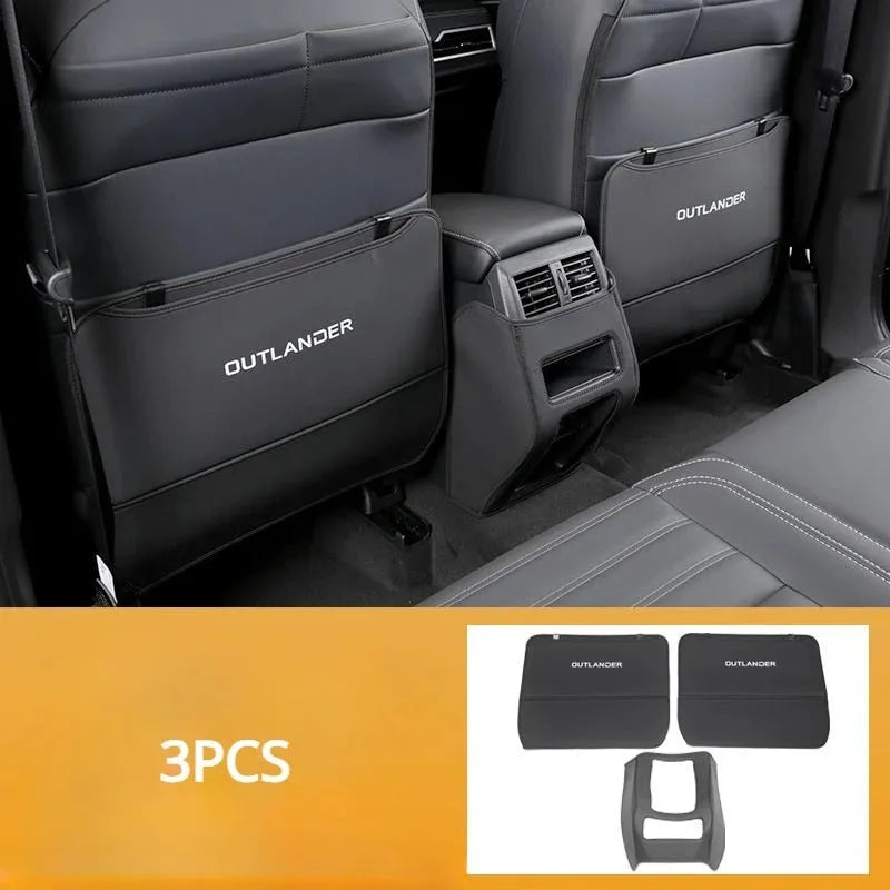 Outlander leather anti-kick pad set for seat armrests and centre console protection