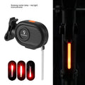 Blue LED waterfall effect bicycle rear safety light with USB Type-C charging port on a black background.