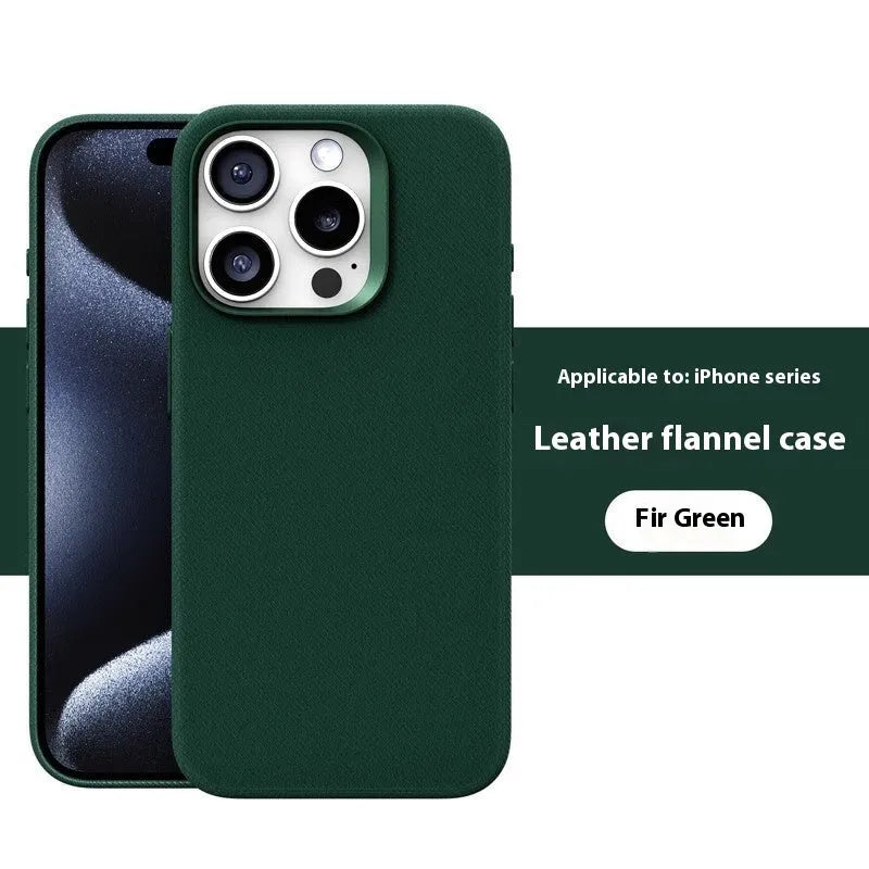 Magnetic flannel iPhone case in silver gray with frosted finish, shockproof and anti-fingerprint design
