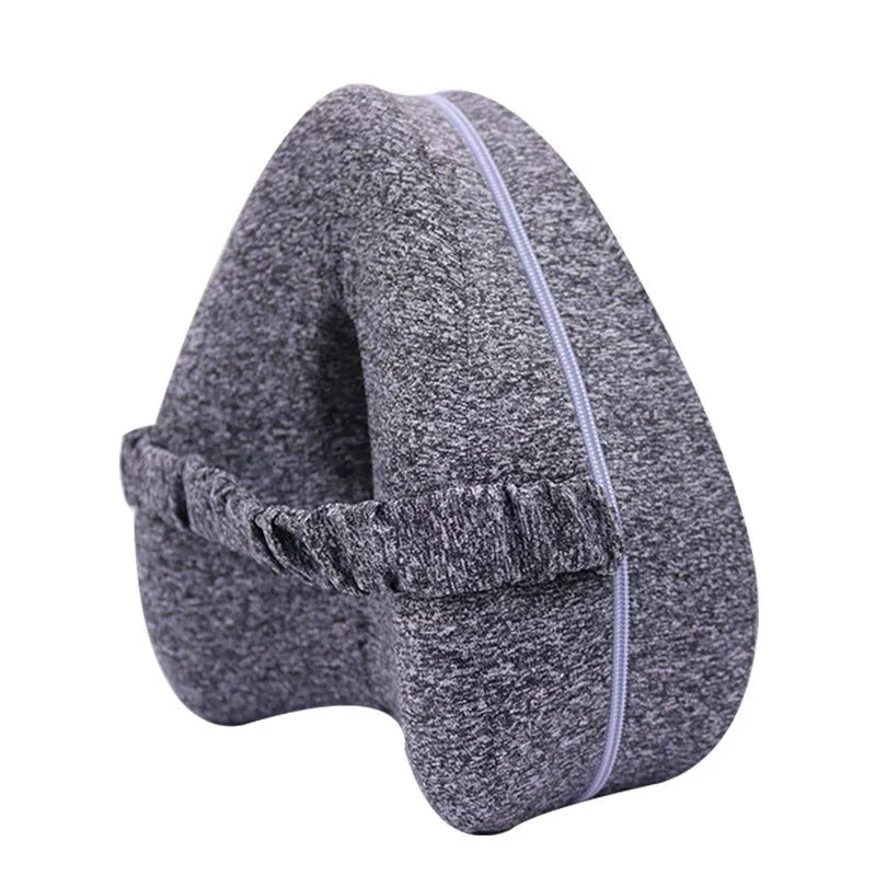 Heart-shaped memory foam leg pillow in blue colour, dimensions 25x23x13cm