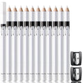 12-piece white and black waterproof eyeliner pencil set with retractable design and sharpener