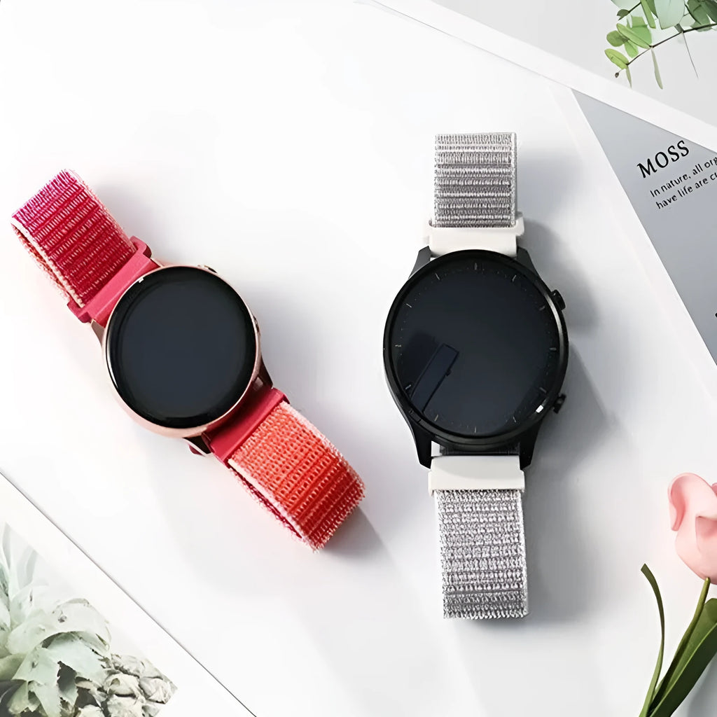 Universal nylon loop watch strap with two switch lugs, available in 18mm, 20mm and 22mm and 40 colourways