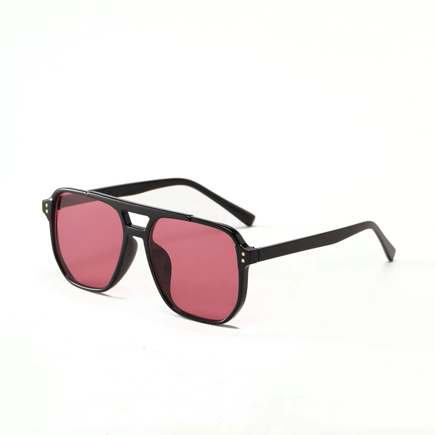 Women's square double beam fashion sunglasses with UV400 protection in multiple colour options