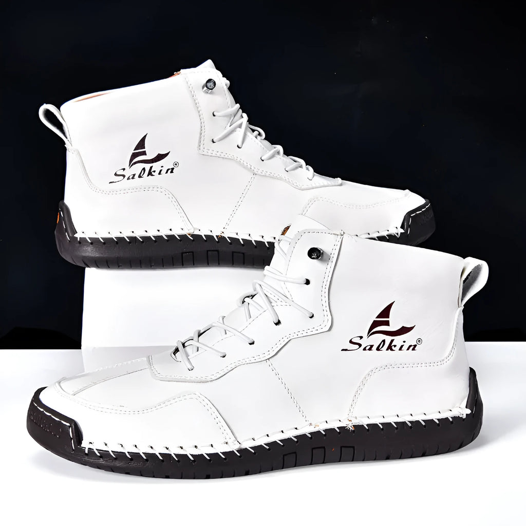 Retro high-top casual boots in multiple colours with flat rubber soles and elastic band sides