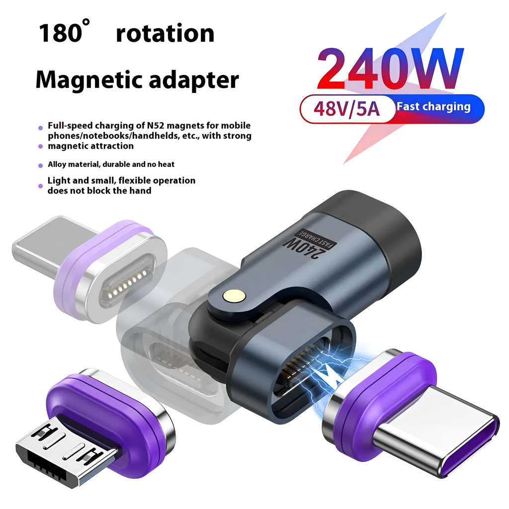 240W PD30 magnetic USB-C adapter with 16pin alloy connector for fast charging