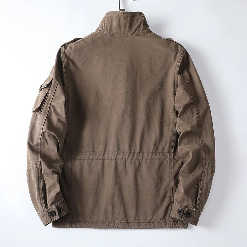 Men's loose fit cotton twill jacket with zip front in retro style available in multiple sizes