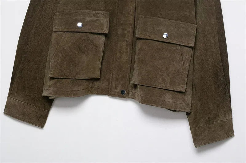 Women's PU jacket in Japanese Korean casual style, medium thickness, regular fit