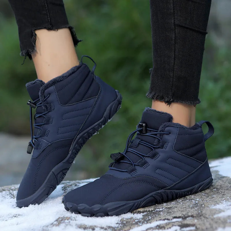 Outdoor sports cotton shoes winter warm slip-on boots Oxford cloth non-slip rubber outsole artificial plush lining colours black blue gray