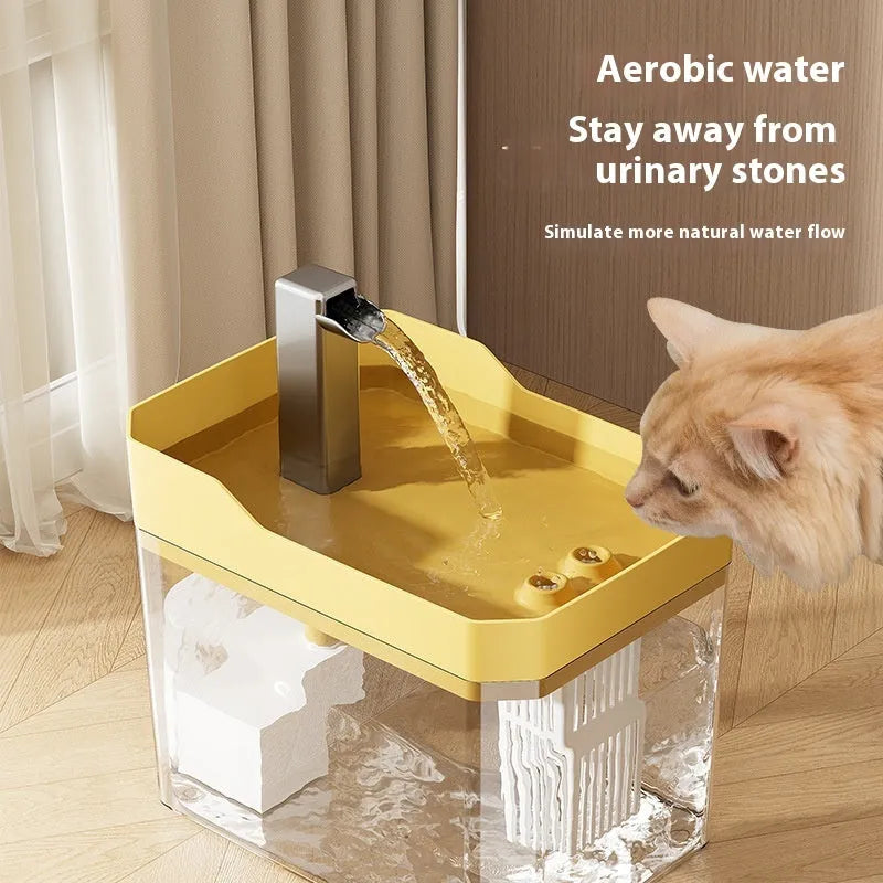 Automatic cat water fountain with transparent plastic reservoir and circulating water system