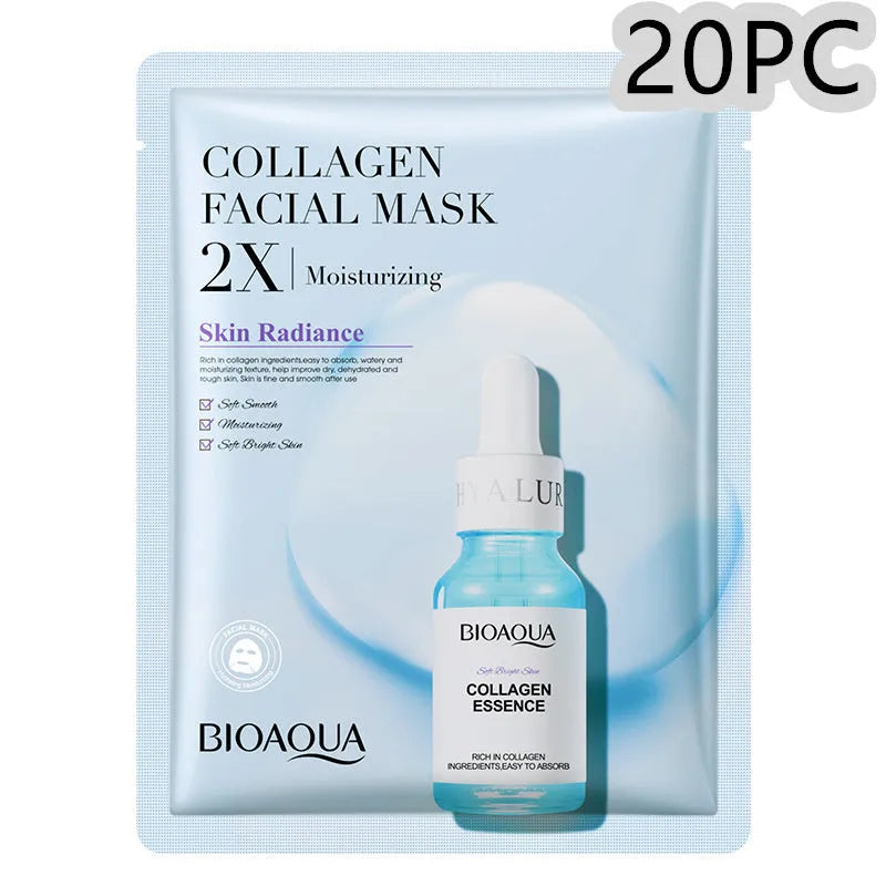 Collagen face mask sheet with hyaluronic acid gel formula in 30g pack