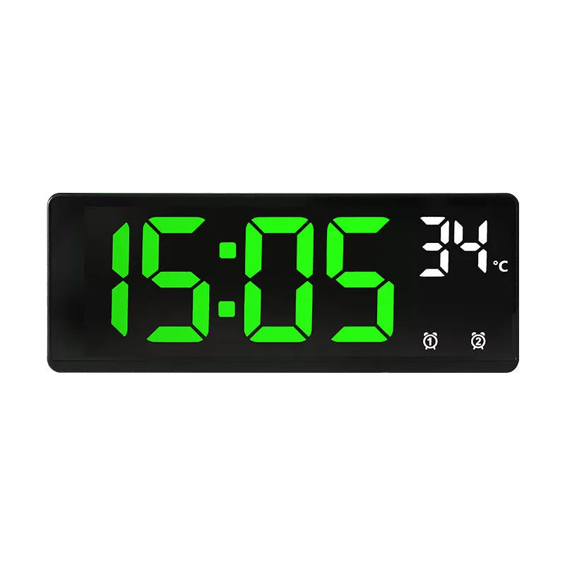 Creative multi-functional electronic clock with large screen, multi-group alarm, thermometer, and ABS shell in acrylic blue and white lamp colour
