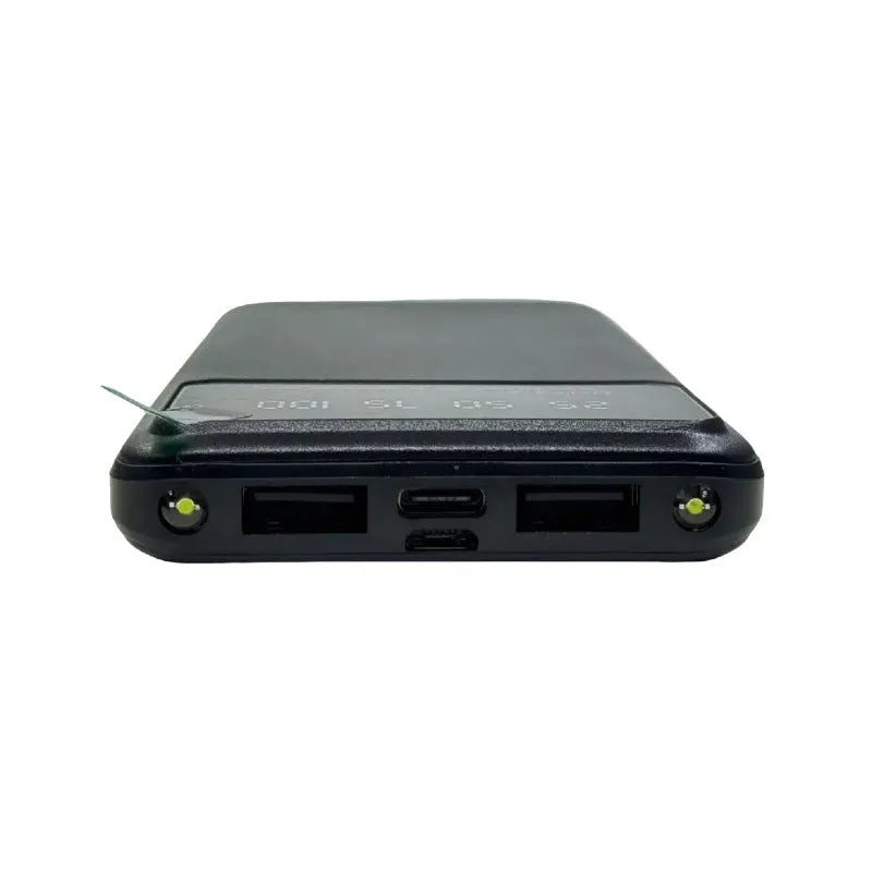 Black ultra-thin 10000mAh power bank with compact portable design