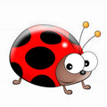 Cute cartoon ladybird vinyl sticker for car window or notebook, measuring 14.5cm.