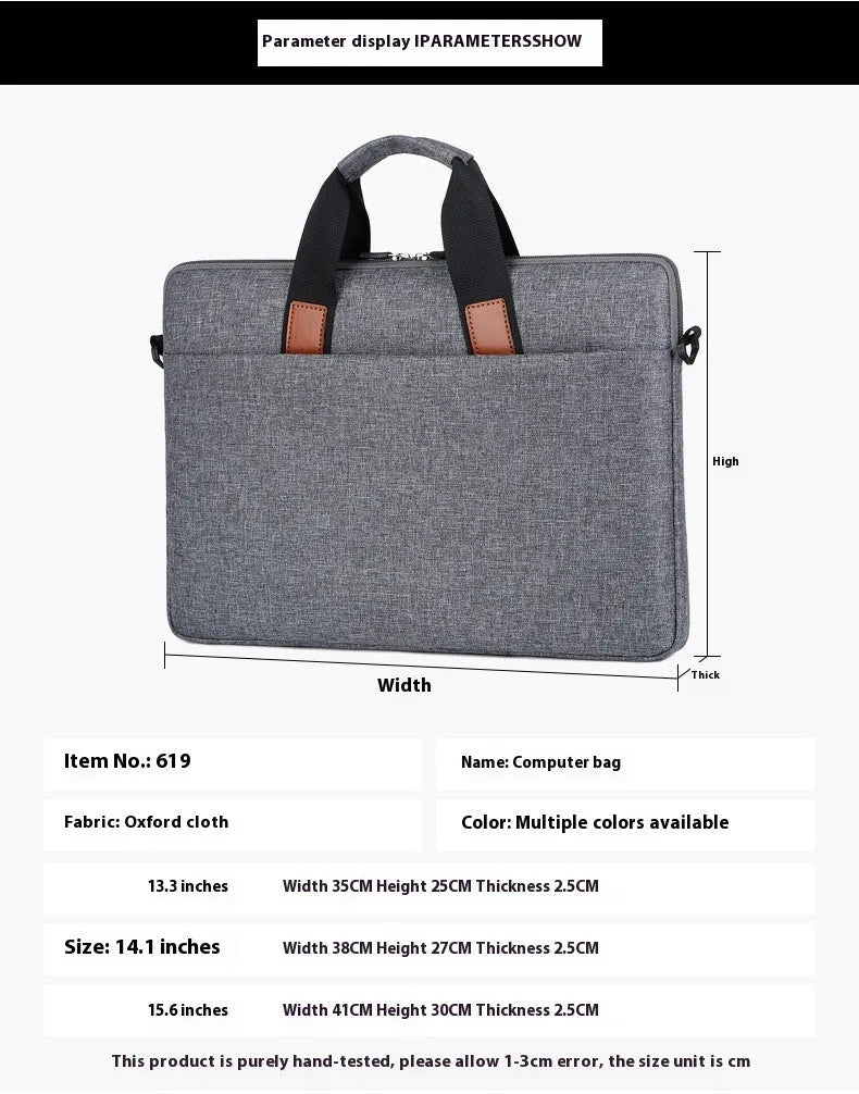 Oxford cloth one-shoulder laptop bag in black with shockproof large capacity design