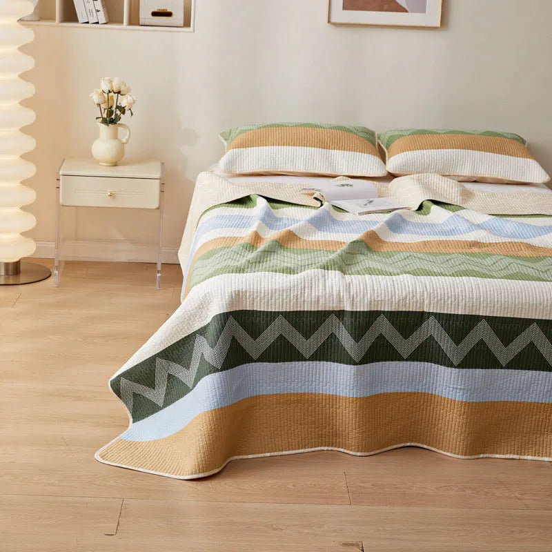Pure cotton printed bed sheet set in modern simple design showing bedspread style