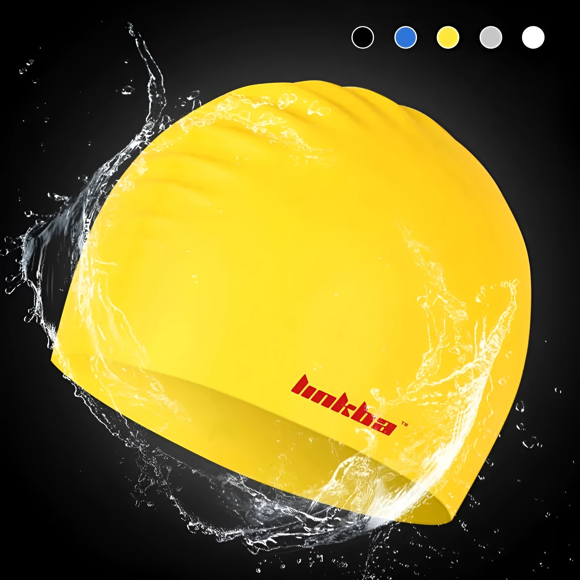 Silicone swimming cap with ear coverage in multiple colour options for waterproof head protection