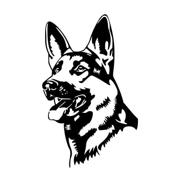 Reflective Alsace Shepherd dog bumper sticker for cars in multiple colours.