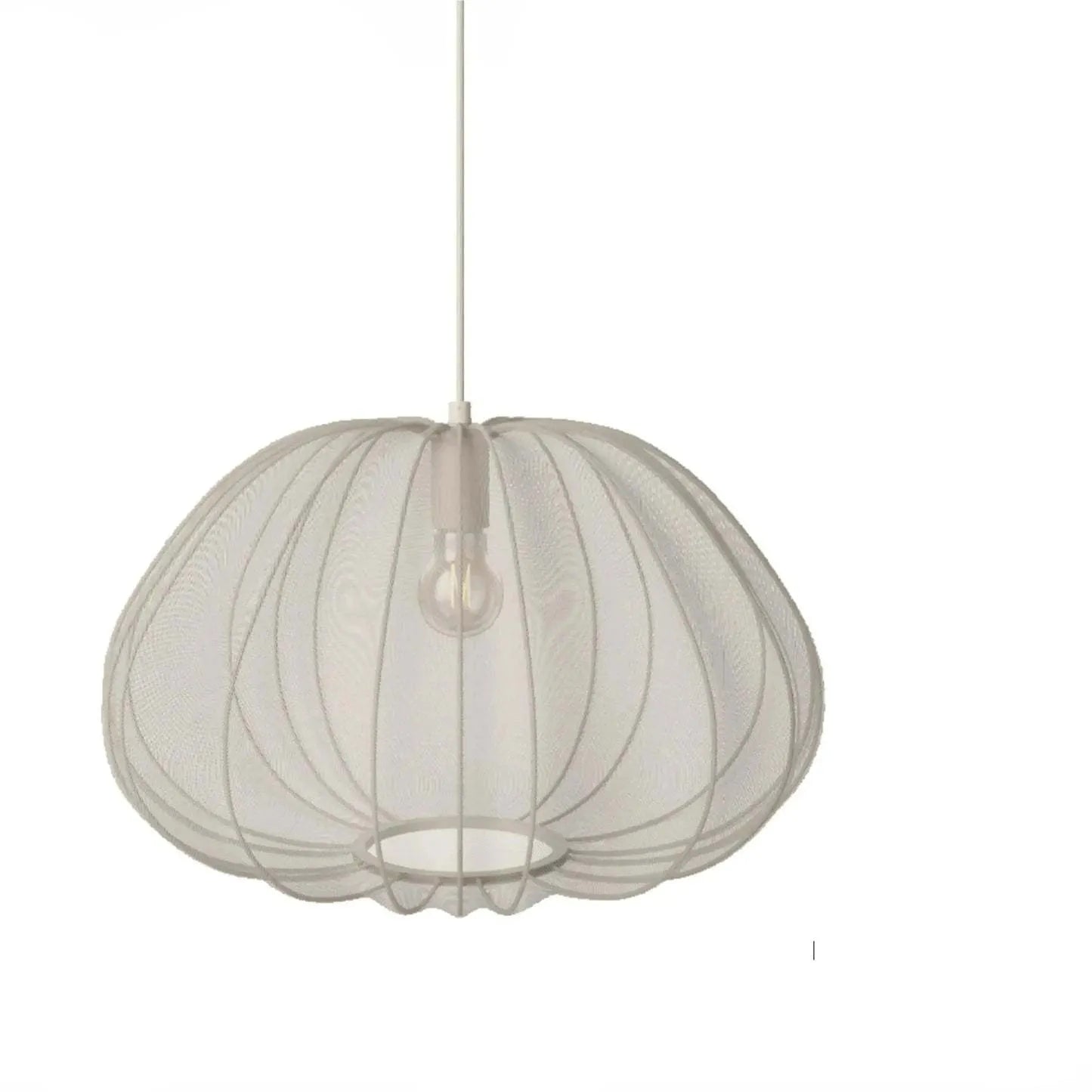 Japanese style pumpkin-shaped ceiling lamp with iron construction in white or grey blue finish