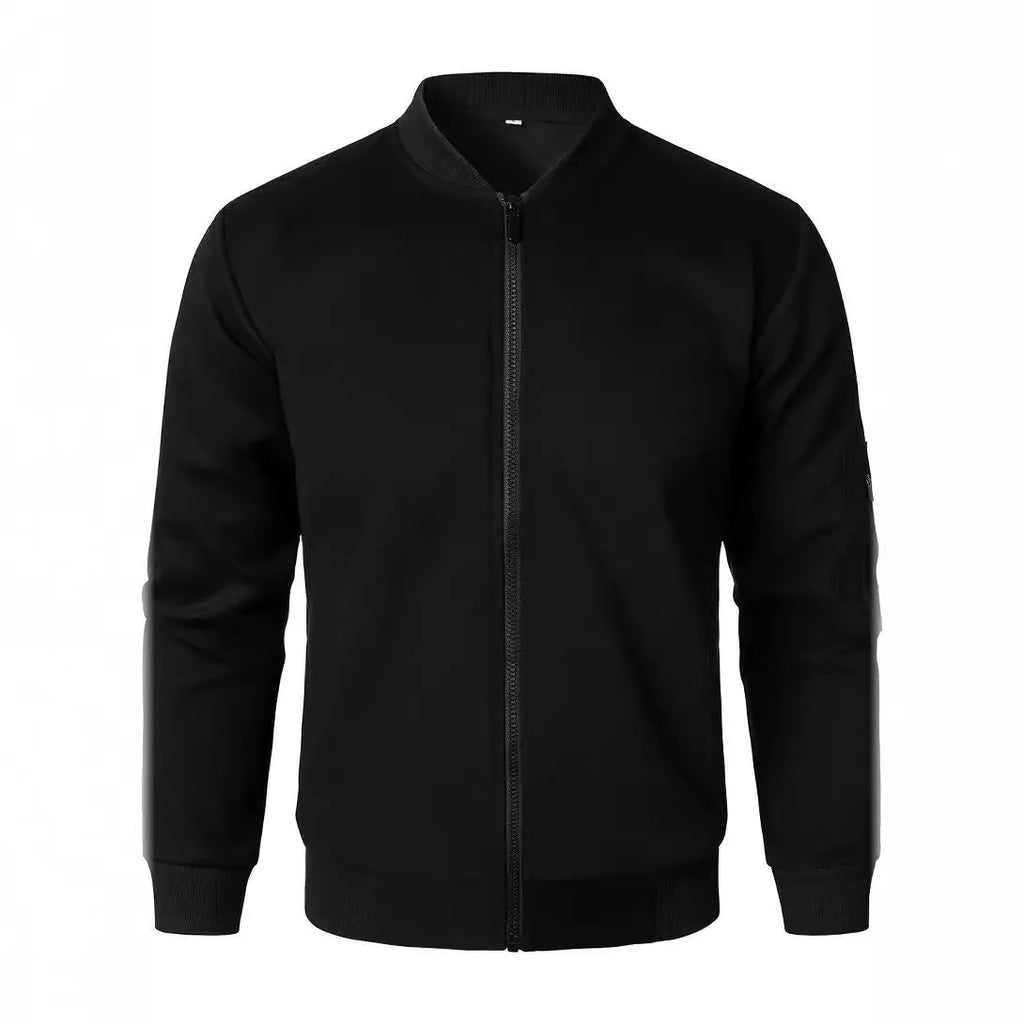 Men's loose-fit knitted jacket in light business style, shown in a neutral colour.