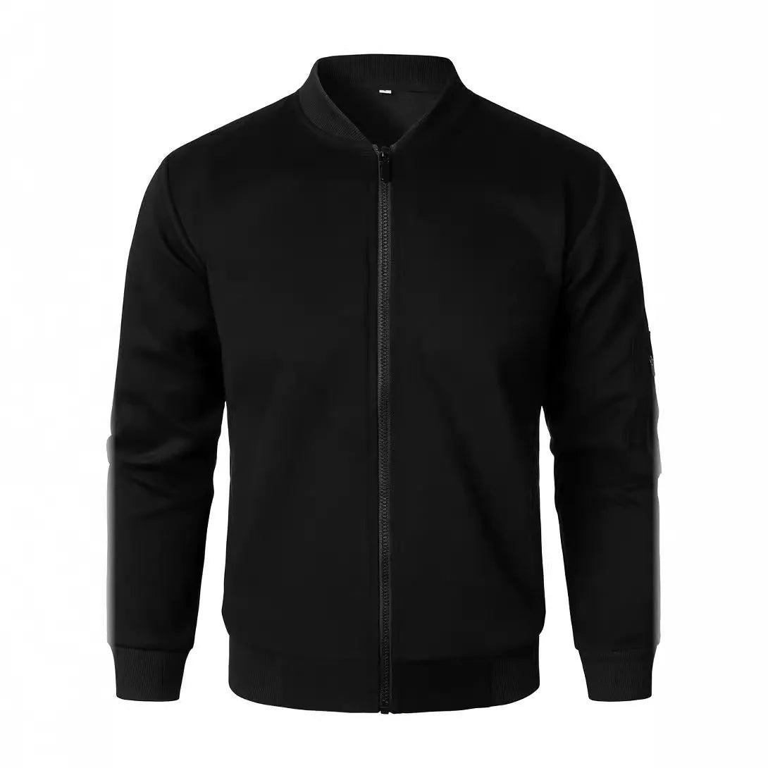 Men's loose-fit knitted jacket in light business style, shown in a neutral colour.