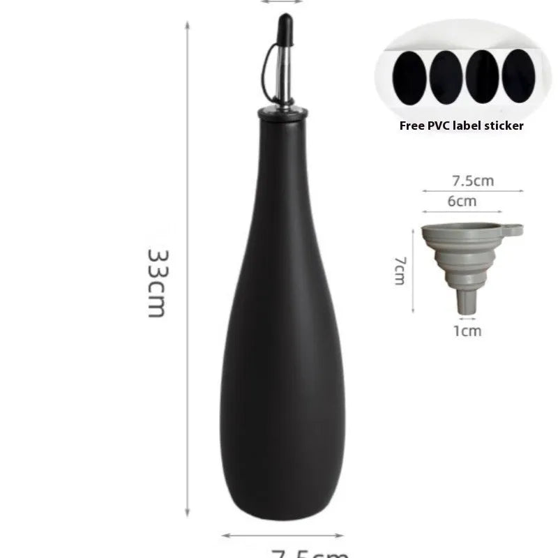 Ceramic kitchen oil pot with 650ml funnel, sealed spice bottle attachment, and built-in oil brush
