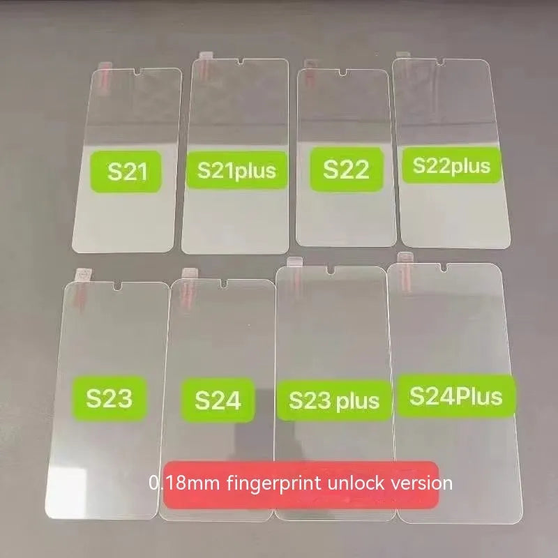 Samsung phone with HD tempered glass screen protector showing full screen coverage