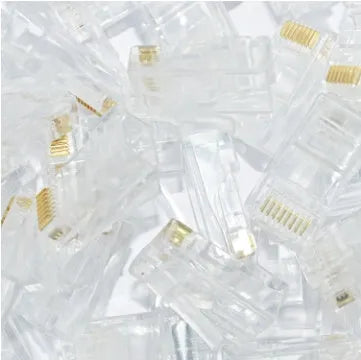 White unshielded network crystal head RJ45 connector with gold-plated contacts and all copper insert