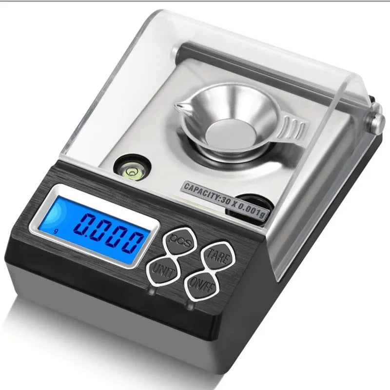 Portable 50g 0.001g high precision jewellery electronic scale on white background