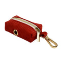 Corduroy cloth dog collar and lead set with red bow, vest and poop bag options