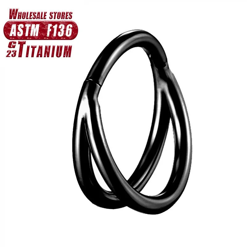 Titanium alloy fork nose ring in silver, gold, black, rose gold and colourful finishes.