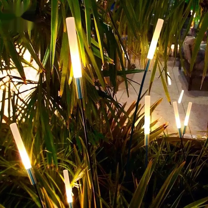 Solar outdoor LED lawn lamp in acrylic and hardware, 650mm to 1400mm models, with stainless steel wheat lamp option