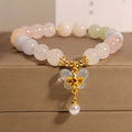 Women's adjustable crystal bracelet with colourful morganite butterfly pendant