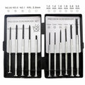 TH-6177 11-piece clock repair screwdriver set with cross and slotted bits on a work surface.